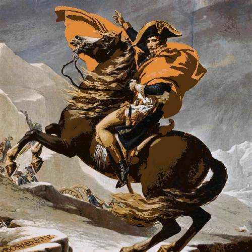 Polychrome prediction of Napoleon in golden and green tones, using the Golden tones palette without a red filament