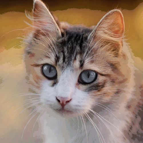 Illustration of a finished plate file, with a cat prediction above thin coloured layers and a charcoal base
