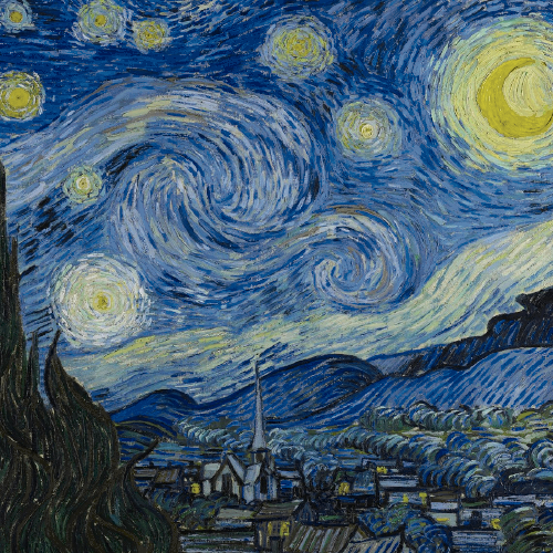 The app's first-ranked prediction of The Starry Night using four rolls and 16 colour layers.